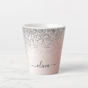 Tasse Latte Rose Gold - Blush Pink Silver Parties scintillant 
