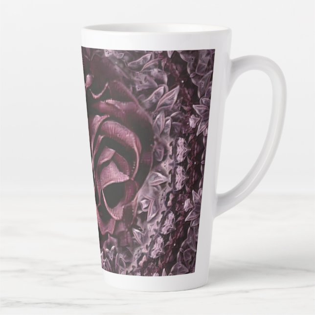 Tasse Latte Rose Mandala (Droite)