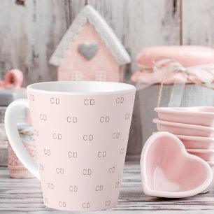 Tasse Latte Rose or rousse monogramme initiales motif