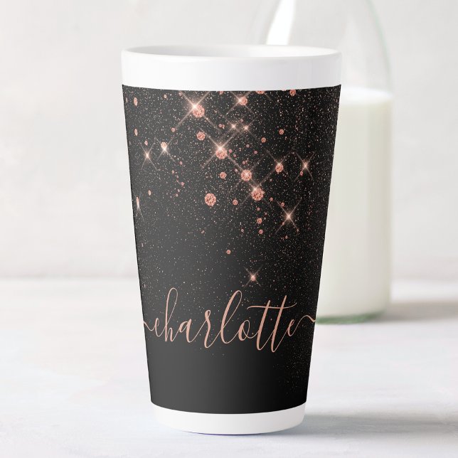 Tasse Latte Rose Parties scintillant Or Élégant Script glamour (Créateur téléchargé)