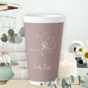 Tasse Latte Rose Poussiéreux Art Linéaire Floral Minimaliste Z
