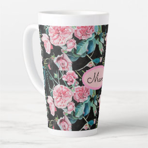 Tasse Latte Rose Rose Floral Roses Vintage Chou Mère