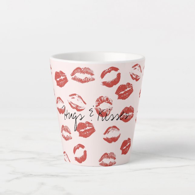 Tasse Latte Rose rouge lèvres Kiss (Devant)