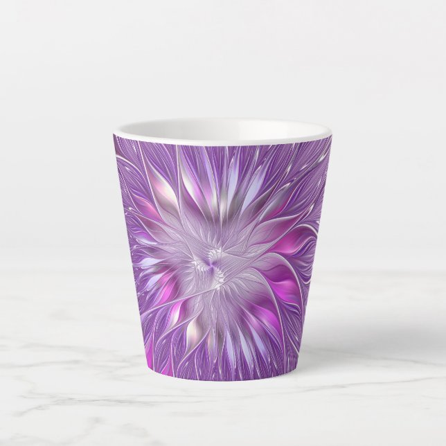 Tasse Latte Rose violet passion Fleur Art Abstrait Fractal (Devant)