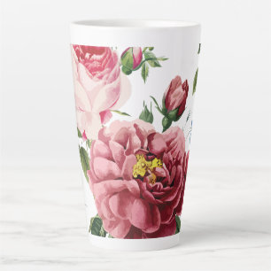 Tasse Latte Roses anglaises roses élégantes vintage romantique