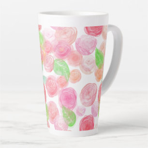 Tasse Latte Roses aquarelle