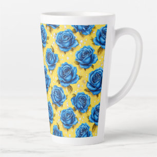 Tasse Latte Roses bleues 3d