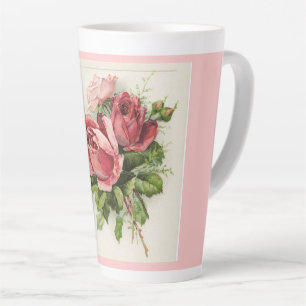 Tasse Latte Roses d'antiquités vintages