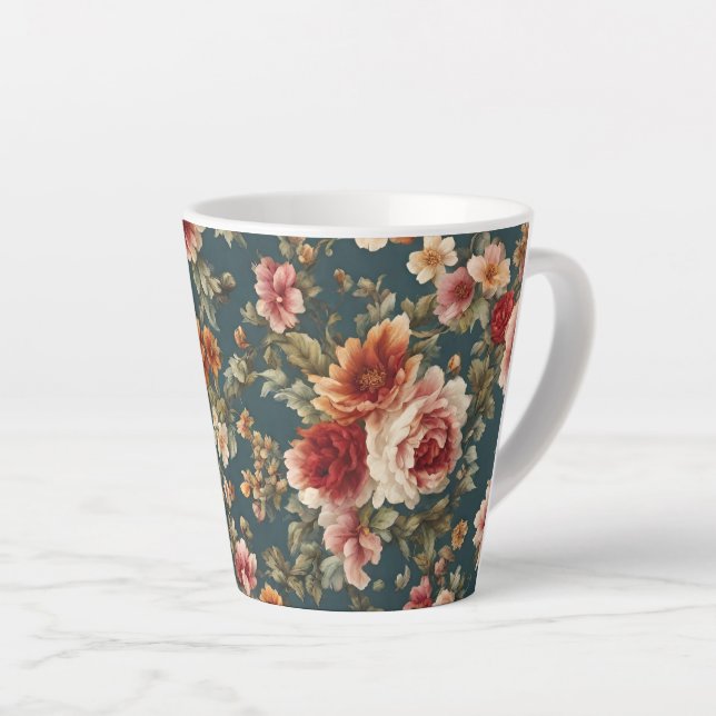Tasse Latte Roses romantiques et belles fleurs (Angle droit)