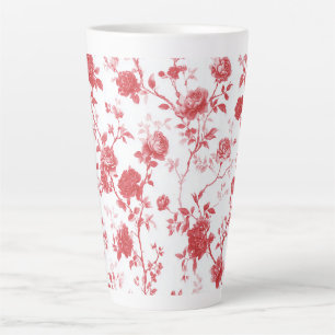 Tasse Latte Roses Rouges Floral