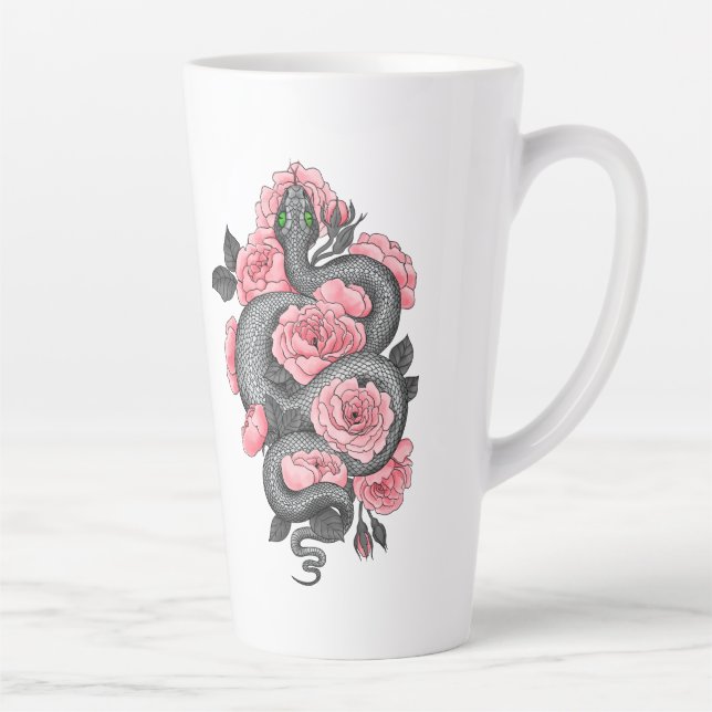 Tasse Latte Roses serpent et pêche (Droite)