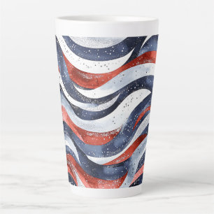 Tasse Latte Rouge Blanc Bleu Nautique