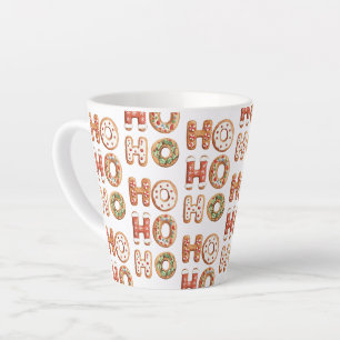 Tasse Latte Rouge Blanc Ho Ho Ho Gingerbread Cookie Noël