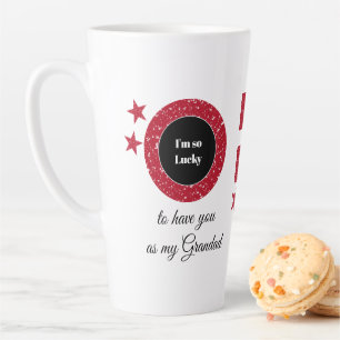 Tasse Latte Rouge blanc si chanceux Grand-père avec photo