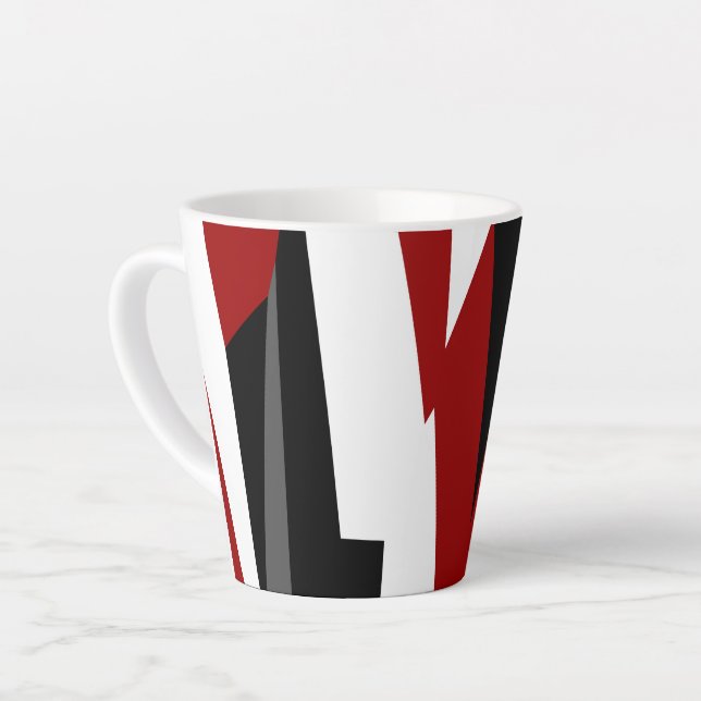 Tasse Latte Rouge noir et blanc abstrait (Angle gauche)