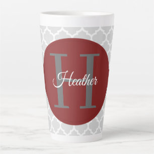 Tasse Latte Rouges Quatrefoil Bouge Latte Personnalisée