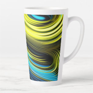 Tasse Latte Rouleaux de soie et de satin Abstraits bleu et or