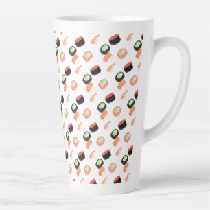 Tasse Latte Roulés de sushi à l'aquarelle concombre saumon