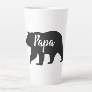 Tasse Latte Russe Papa Bear Simple Typographie noir et blanc