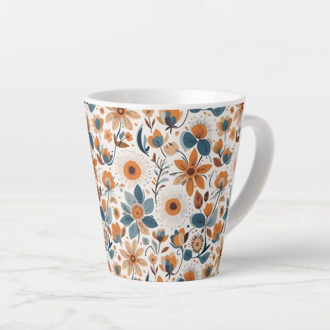Tasse Latte Rustic Garden Floral Folk Art Illustration Spring  (Angle droit)