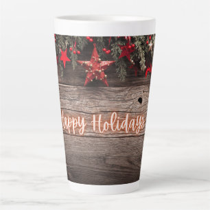 Tasse Latte Rustic Neon Joyeuses Fêtes