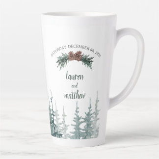 Tasse Latte Rustique À feuillage persistant hiver Mariage Latt