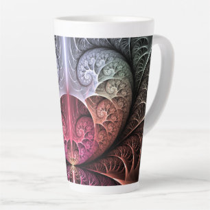 Tasse Latte Rythme cardiaque, art fractal de fantaisie surréal