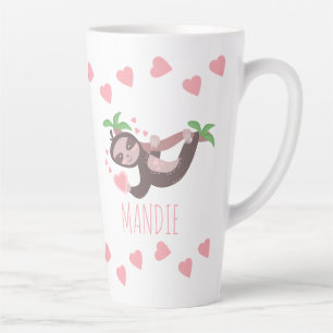 Tasse Latte Saint-Valentin Coeurs de fentes flottant dans la M
