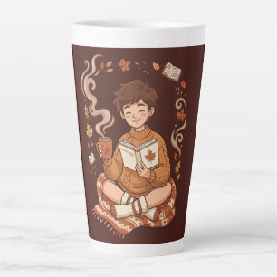 Tasse Latte Saison Douillette Lecteur d'Automne Amateur de Liv