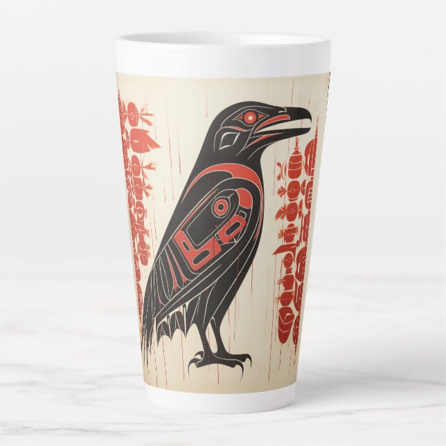 Tasse Latte Salish natif pacifique northwestern style art rave (Devant)