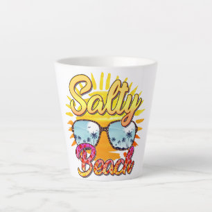 Tasse Latte Salty Beach Soleil et palmier tropicaux