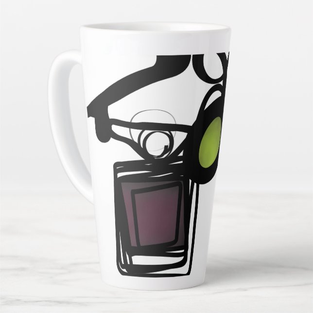 Tasse Latte Salutations de Philydion : Abstrait noir & blanc (Angle gauche)