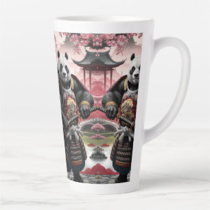 Tasse Latte Samurai Panda dans le paysage chinois traditionnel