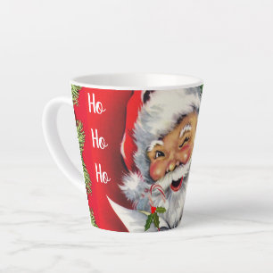 Tasse Latte Santa Claus rétro vintage avec sapin de Noël