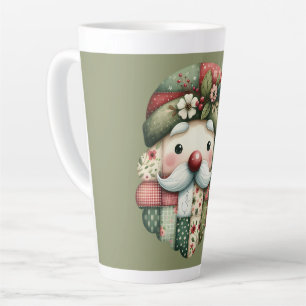Tasse Latte Santa folklorique patchwork fantaisiste de Noël