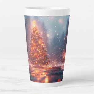 Tasse Latte Sapin de Noël festif avec gif de conception hivern