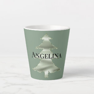 Tasse Latte Sapin de Noël vert menthe pistache olive