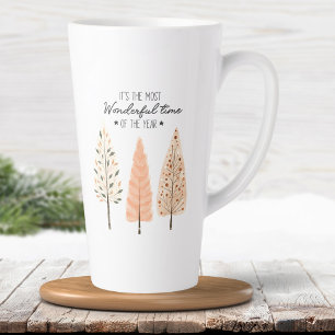 Tasse Latte Scène d'hiver nordique Pins minimaux arbres de Noë