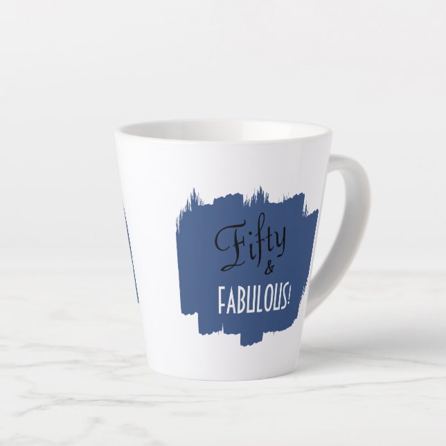 Tasse Latte Script chic Blue Schmear Cinquante et FABULEUX Ann (Angle droit)