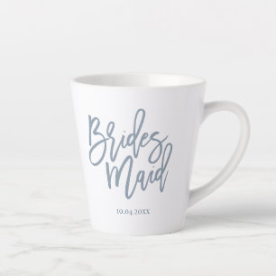 Tasse Latte Script de lettre de femme de chambre bleu Dusty