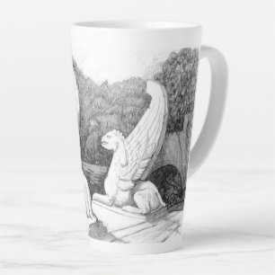 Tasse Latte Sculpture de griffons crayon monochrome Art