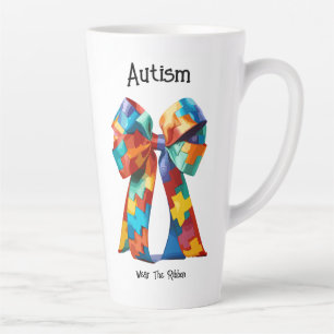 Tasse Latte Sensibilisation sur l'autisme ruban latte