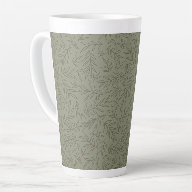 Tasse Latte Serene Sage Green | Forêt profonde calme ton sur t (Angle gauche)