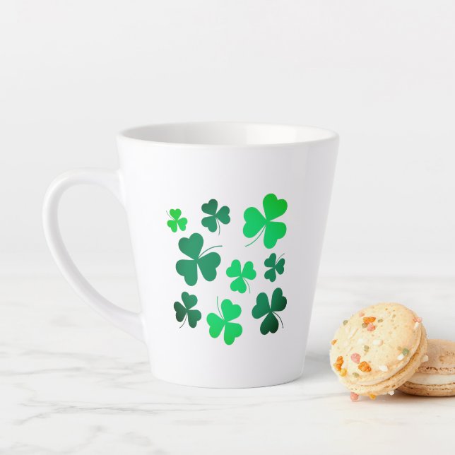 Tasse Latte Shamrock Clover Leaf Irlande Irish Modern Elegant (En situation)