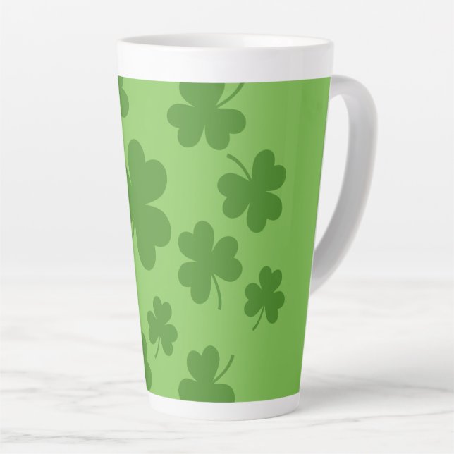 Tasse Latte Shamrock de la Saint Patrick Motif Clover (Angle droit)