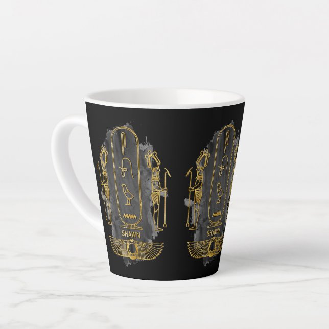 Tasse Latte Shawn votre nom dans le vieux symbole hiéroglyphiq (Angle gauche)