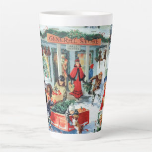 Tasse Latte shopping de Noël rétro