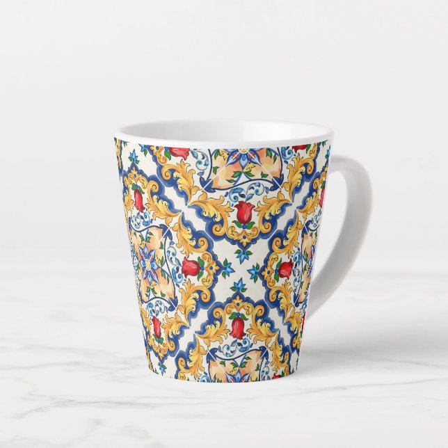 Tasse Latte Sicilienne Majolica Motif de carreaux colorés (Angle droit)