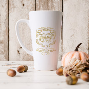 Tasse Latte Signe astrologique Poisson doré   Monogramme