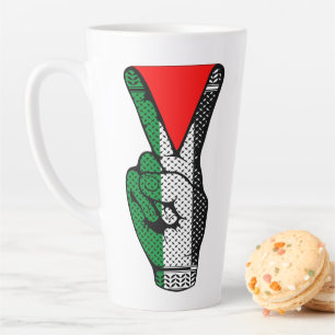 Tasse Latte Signe de victoire de la main de résistance Symbole